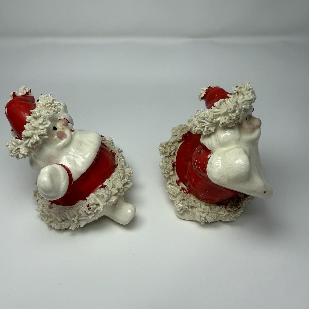 VINTAGE 50s Christmas Santa Clause Salt Pepper Shaker NAPCO Spaghetti Trim JAPAN - Picture 5 of 7